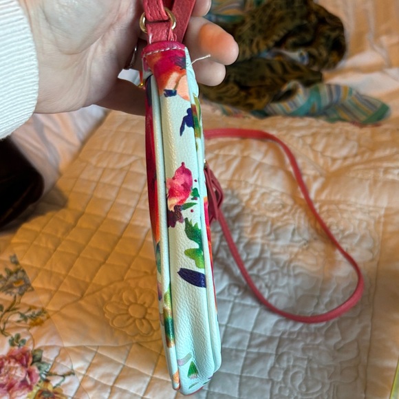 Blue and Coral Floral Shoulder Bag - Picture 7 of 7